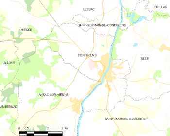 Map of the commune of Confolens