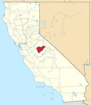 Map of California highlighting Mariposa County
