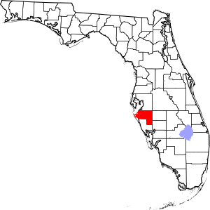 Map of Florida highlighting Manatee County