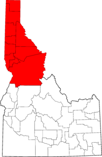Red: The ten counties of the Idaho panhandle