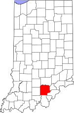 Washington County's location in Indiana