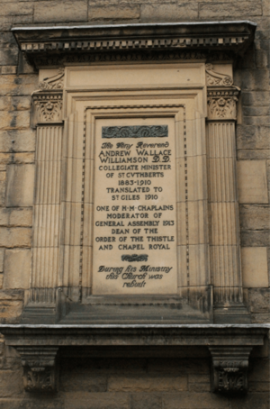 Memorial to Rev Andrew Wallace Williamson, St Cuthbbert's Church