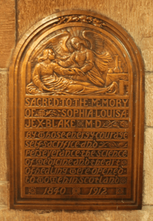 Memorial to Sophia Jex-Blake in St Giles Cathedral