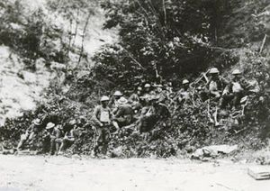 Men of the 16th Infantry Regiment, 1st Infantry Division (United States) resting near Berzy-le-Sec before the attack