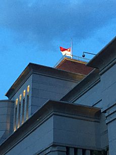 National Flag at half-staff at Parliament House, Singapore, during S. R. Nathan's lying in state - 20160825