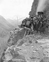 Payne Bluff above Sandon on the Kaslo and Slocan Railway (BC Archives)
