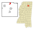 Pontotoc County Mississippi Incorporated and Unincorporated areas Ecru Highlighted