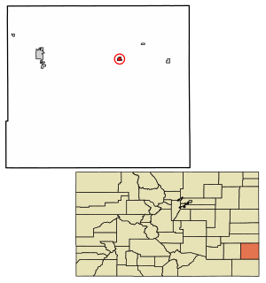 Location of the Town of Granada in Prowers County, Colorado.