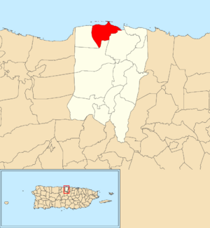 Location of Puerto Nuevo within the municipality of Vega Baja shown in red