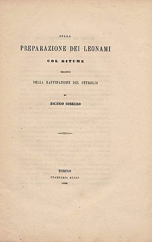Sobrero, Ascanio – Sulla preparazione dei legnami col bitume residuo della raffinazione del petrolio, 1868 – BEIC 692651