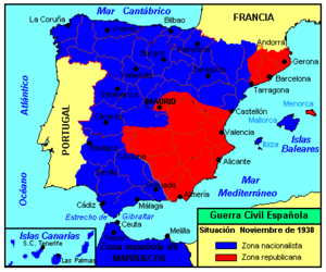 Spanish Civil War, map November 1938