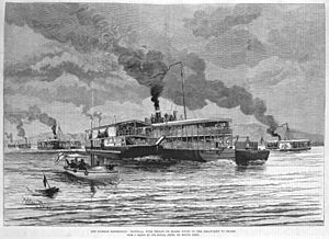 The Burmah Expedition, Flotilla, with Troops on Board, going up the Irrawaddy to Bhamo ILN0-1886-0227-0005