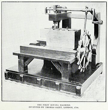 Thomas Saint first sewing machine 1790