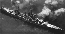 USS Wichita (CA-45) firing broadside c1944