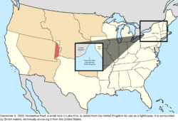 Map of the change to the United States in central North America on December 9, 1850