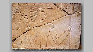 2551-2494 031 PHARAOHS OF EGYPT- Relief of Nofer and his Wife, detail. From Giza, tomb G2110, Dynasty 4, 2575-2465 BC. Dyn. 4, Reigns of KHUFU to KHAFRA
