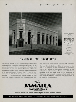 Advertisement for the Jamaica Savings Bank, Sutphin Boulevard Branchf