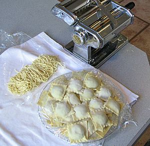 Alkaline Pasta for Ravioli (3), Sept 2010, ravioli and chitarra pasta