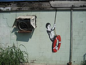 Banksy Swinger Building Detail