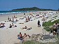 Byron Bay (Australia) main Beach from town