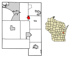 Location of Hilbert in Calumet County, Wisconsin.