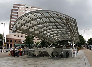 The Clarendon Metro station entrance in May 2008