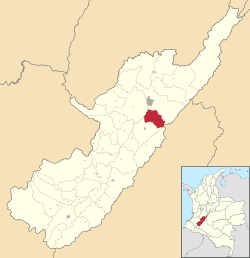 Location of the municipality and town of Rivera, Huila in the Huila Department of Colombia.