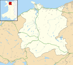 Map showing the location of Caer Llugwy