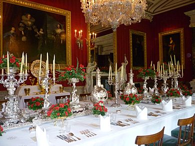 Dining table laid at Chatsworth House