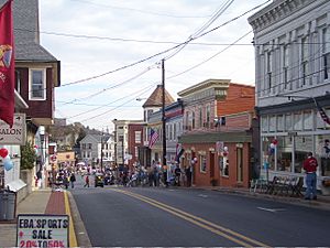 The historic commercial district along Potomac Street in Brunswick