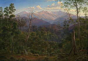 Eugène von Guérard - Mount Kosciusko, seen from the Victorian border (Mount Hope Ranges) - Google Art Project