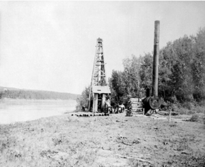 First oil well on the Athabasca River - 1898
