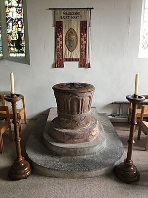 Font from Norman chapel at St. Mary's Church in Walsgrave-on-Sowe