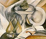 Georges Braque, 1908, Plate and Fruit Dish, oil on canvas, 46 x 55 cm, private collection