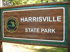 Harrisville state park sign back entrance