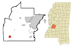Location of Utica, Mississippi