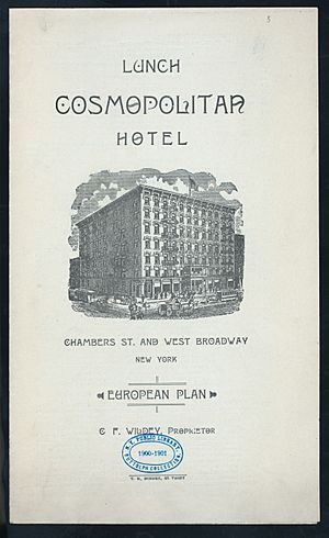 LUNCH MENU (held by) COSMOPOLITAN HOTEL (at) "NEW YORK, NY" (HOTEL;) (NYPL Hades-276097-471161)
