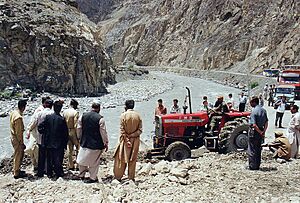 Landslide on Karakoram Highway in Pakistan