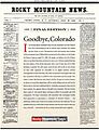 Last Rocky Mountain News front page