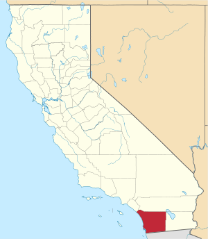 Map of California highlighting San Diego County