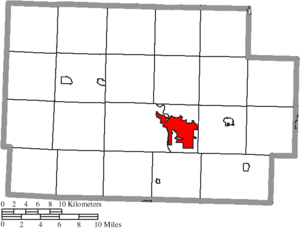 Location of Muskingum Village in Coshocton County, Ohio