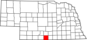Map of Nebraska highlighting Harlan County