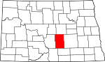 State map highlighting Kidder County