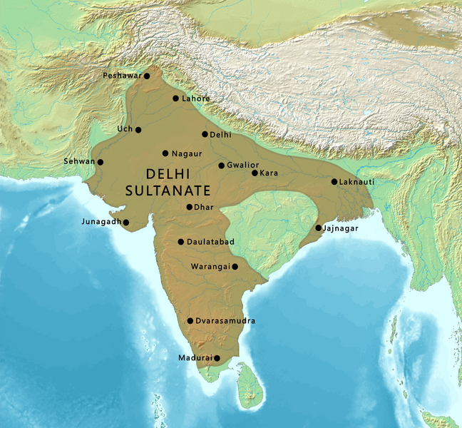 Map of the Delhi Sultanate