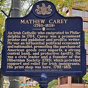 Mathew Carey, Pennsylvania state historical marker