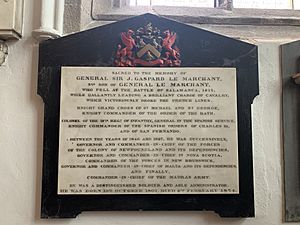 Memorial to Sir John Gaspard Le Marchant in Town Church, Guernsey