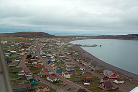 Aerial view of Miquelon town