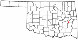 Location of Quinton, Oklahoma