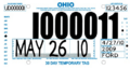 Ohio temporary license plate, Ford (May 2010)