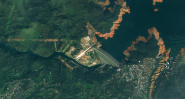 Oroville Dam, California, January 30, 2018, Sentinel-2, true-color satellite image